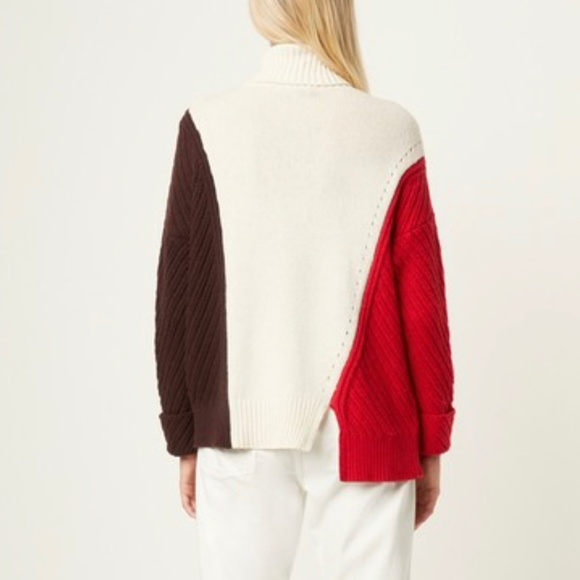 French Connection Colourblock Wool / Cotton Oversized Turtleneck Knit Sweater - Picture 10 of 10